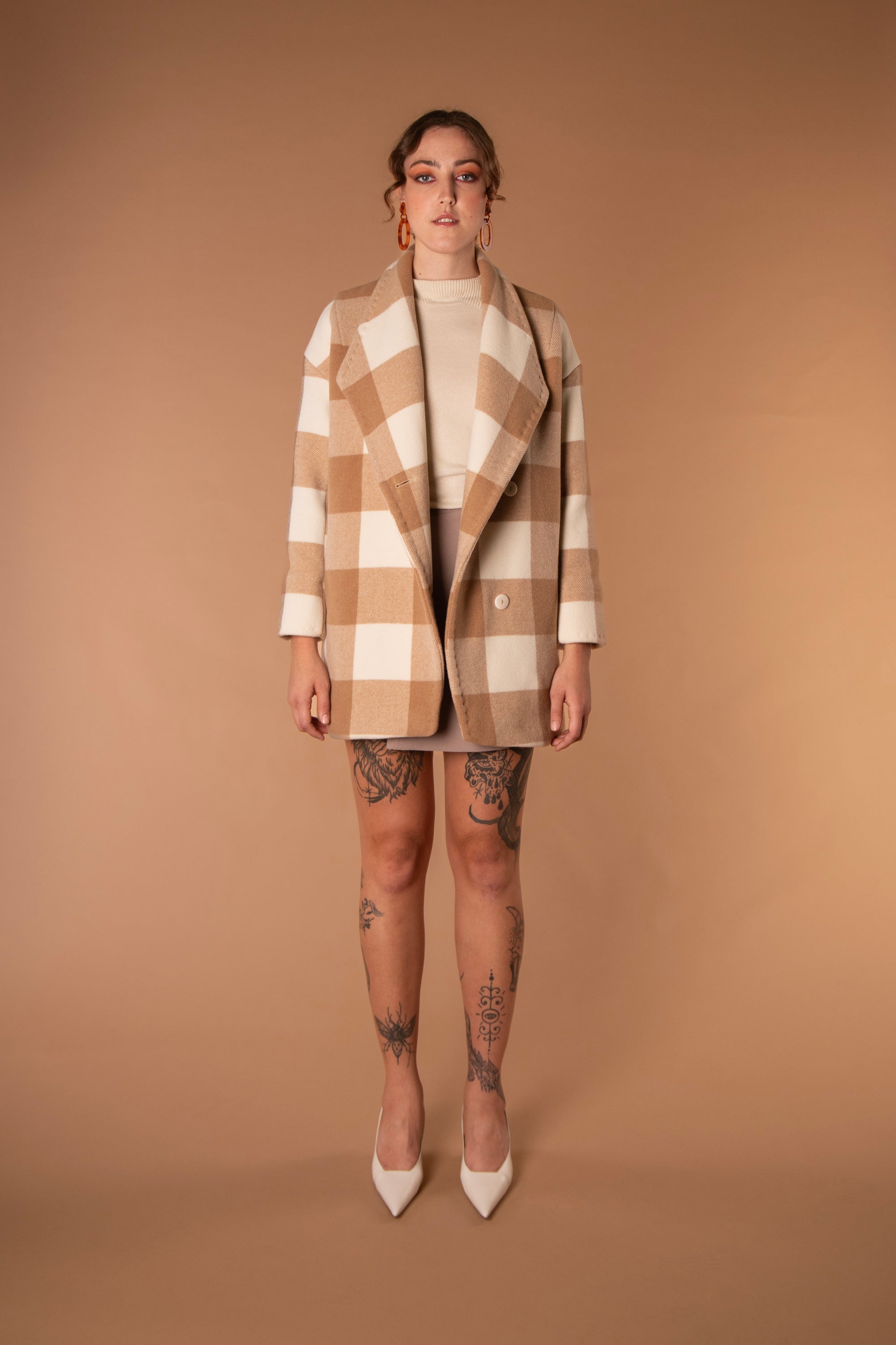 MELY COAT beige checked