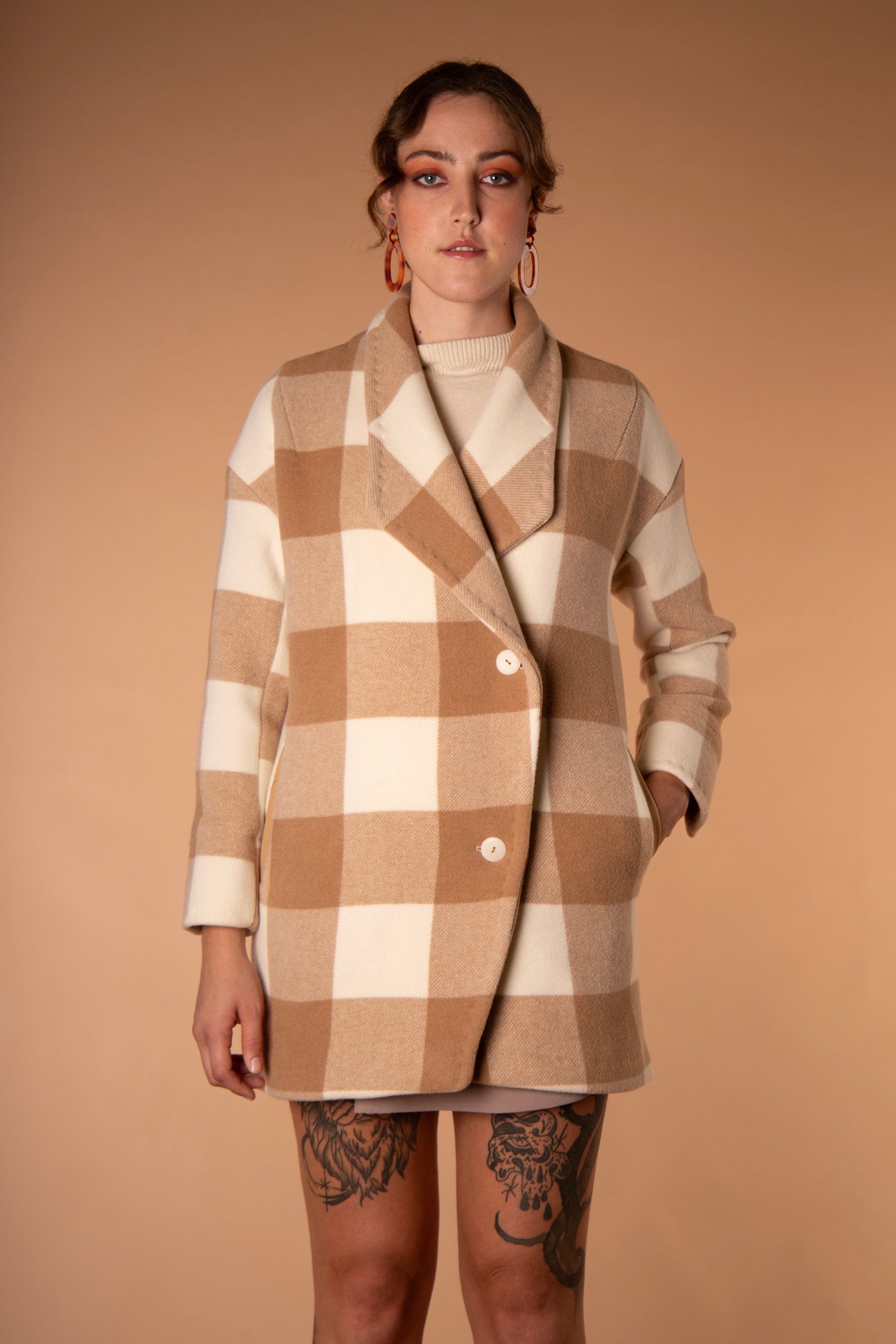 MELY COAT beige checked